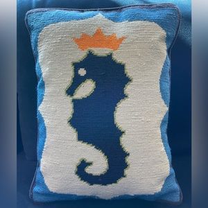 Jonathan Adler Seahorse Needlepoint Pillow